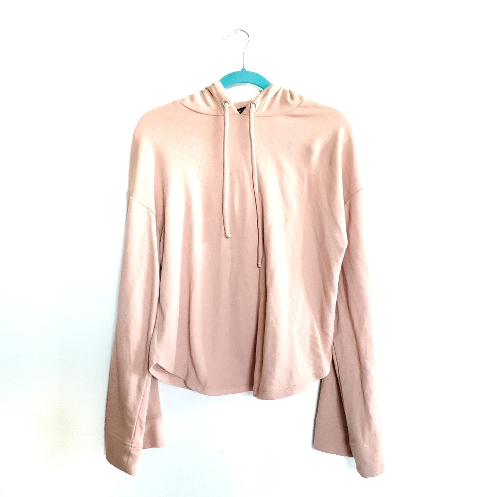Dusty Pink Hoodie with Wide Sleeves